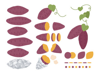 いろいろなさつまいも・焼いものイラストセット