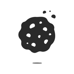 Fototapeta premium Black and white cartoon asteroid illustration with craters