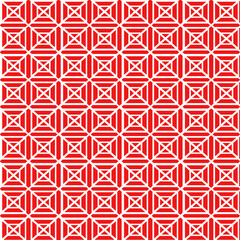seamless pattern with red flowers, repeating geometric pattern, Japanese design, Sayagata pattern, Buddhist art, red and white colors, lacquerware, textiles, ancient symbol, continuity and eternity