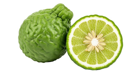 Isolated Bergamot Fruit with Half Section