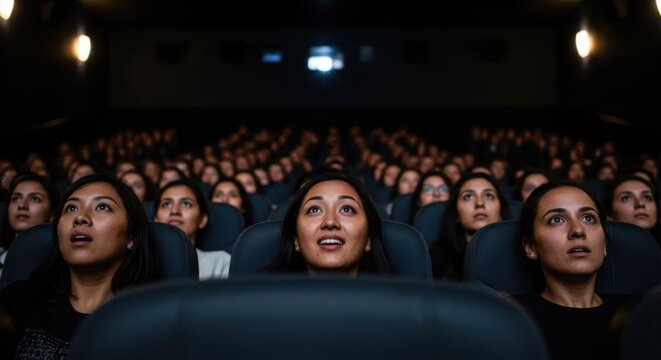 Moviegoers captivated by a film