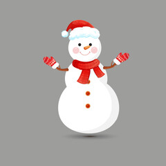 Set of cartoon Christmas illustrations isolated on white. Funny happy Santa Claus character with gift, bag with presents, waving and greeting.