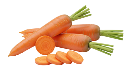 Isolated Fresh Carrots with Slices