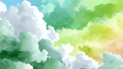 Fototapeta premium Nubes de colores en cielo artístico estilo acuarela