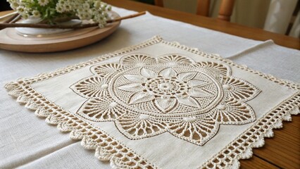 lace doily on white background