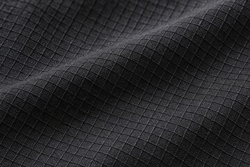Charcoal Ripstop Polyester with Heavy Texture Contrast and Tight Weave Detail