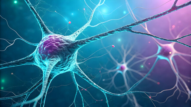 Vibrant neural network a close up view of interconnected neurons firing with electric blue and pink hues 2025, 2026, download