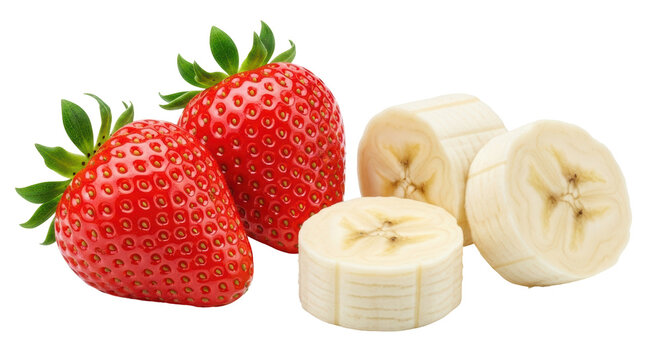 Isolated Strawberries and Banana Slices - Powered by Adobe