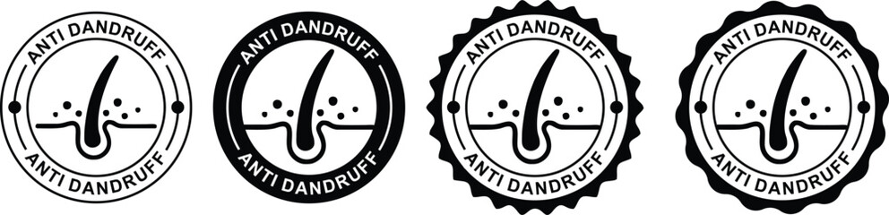 No Dandruff Label Icon &ndash; Clean Scalp Logo, Anti-Flake Stamp for Personal Care Packaging