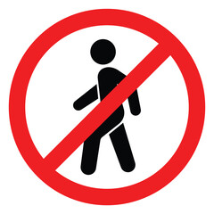 No entry sign, Black pedestrian left symbol, Access restricted to authorized personnel only sign.Isolated On White Background Label