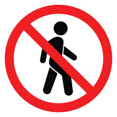 No entry sign, Black pedestrian right symbol, Access restricted to authorized personnel only sign.Isolated On White Background Label