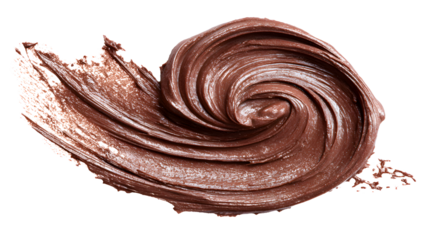 swirled cocoa spread smear smooth chocolate isolated on a white background