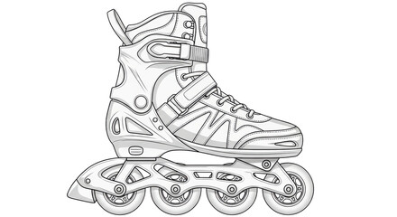 Isolated Roller Skate Line Art