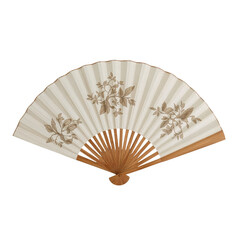 Elegant handheld fan with botanical designs evokes vintage charm and delicate beauty, ideal for historical dramas or refined artistic projects