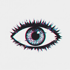 Digital Glitch Forming The Shape Of An Eye Isolated On White Background