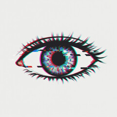 Digital Glitch Forming The Shape Of An Eye Isolated On White Background