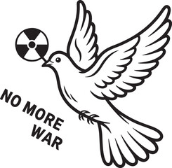 Dove with Radiation Symbol Illustration Promoting Peace and Anti-Nuclear War Message