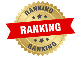ranking. ranking round red and gold label isolated on transparent background