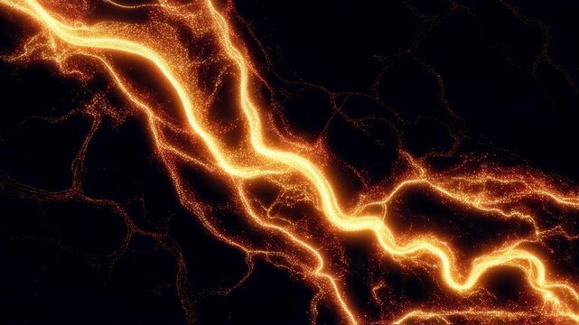 Abstract visualization of glowing red capillaries forming complex snakelike patterns symbolizing new vessel growth underground.