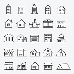 Real estate and house icon set in vector style for design and architecture purposes