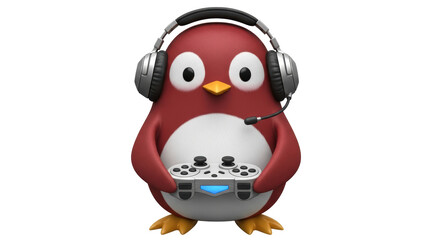 Isolated Gamer Penguin