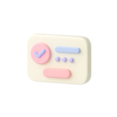 3d pastel checkmark and button interface icon isolated on transparent background
