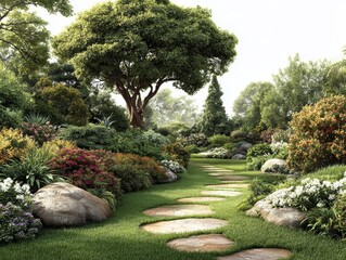 Naklejka premium Serene Garden Path