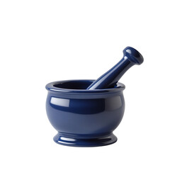 Blue mortar and pestle isolated on transparent background for herbs and spices
