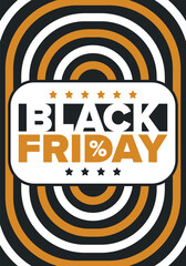 Black Friday. Sale up to 90% off. Biggest sale of the year. Special offer banner. Holiday shopping in United States. Super season deal in November. Discount badge. Creative vector template