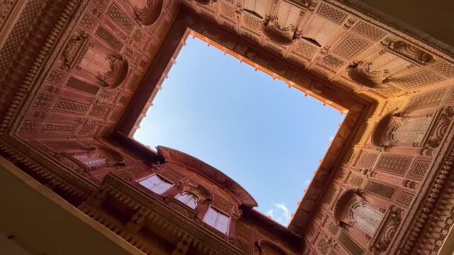 Old Architectural Window in Historic Fort, Jodhpur, India