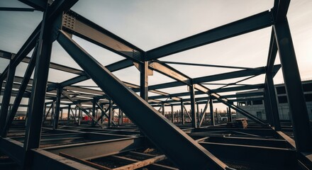 Steel framework of a building under construction