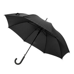 Open Black Umbrella for Rain Protection on a Transparent Background
