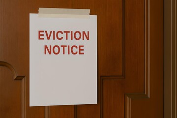 Eviction notice on the front door of a home