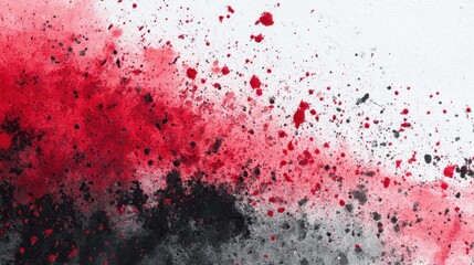 Abstract Red And Black Splatter Paint Texture On White Background