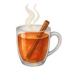 Watercolor Hot Drink with Cinnamon watercolor isolated illustration