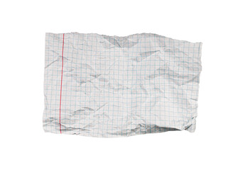 A crumpled torn checkered paper on a white background enhances art projects. Its textured surface...