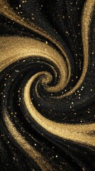 Abstract Swirling Black and Gold Glitter Background