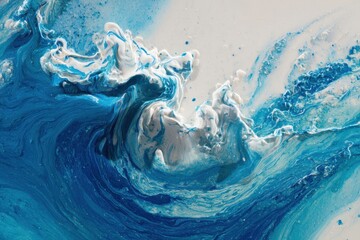 Abstract Swirling Liquid Splash with White and Blue Hues