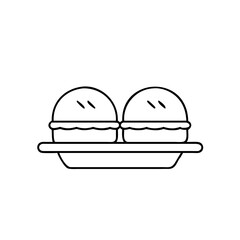 Fototapeta premium Two sliders on a plate icon in minimal style, black outline