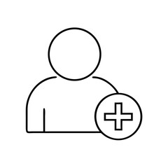 Obraz premium User icon with plus sign indicating addition or registration