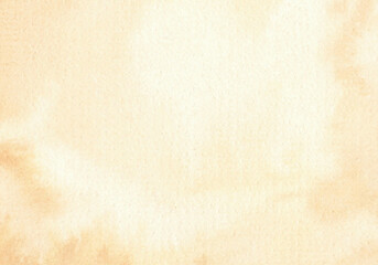 Background beige watercolor with jagged edges is hand drawn. Illustration light brown for invitation, greeting card, website design. Blurred spot, fill for fond. Aged sheet of paper parchment