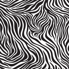 Zebra pattern stripes, wild animal print black and white. Zebra monochrome print, animal skin, tiger stripes, abstract pattern, line background, fabric. Poster, banner. Vector ilustration EPS 10