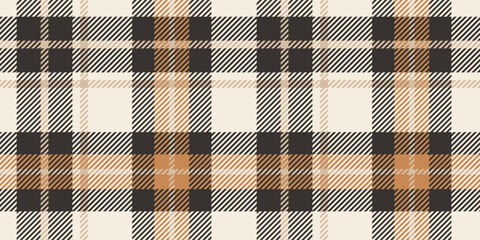 Classic black, beige, and tan tartan plaid pattern with bold intersecting lines