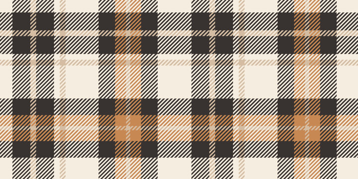 Classic black, beige, and tan tartan plaid pattern with bold intersecting lines