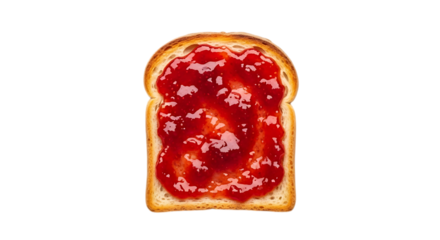 A slice of toast with strawberry jam isolated on transparent background, a classic breakfast or snack, perfect for culinary and lifestyle themed designs