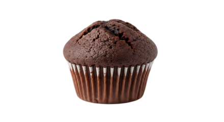Delicious chocolate muffin isolated on transparent background, a sweet treat for breakfast or dessert, perfect for a bakery or cafe menu, a tempting and indulgent pastry