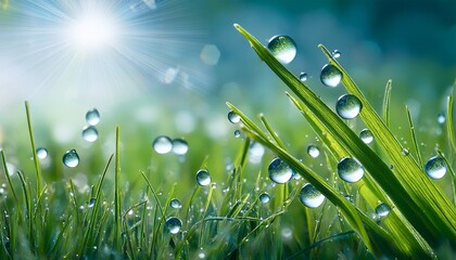 Fototapeta premium water drops on the grass