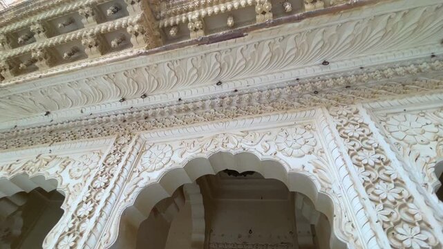 Arch Door of an Old Fort Indian with Stone Carvings