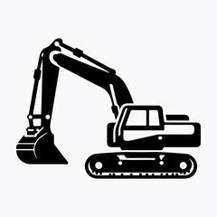 Naklejka premium Excavator Industry Vintage Icon Black Set Vector Graphic, Simple Excavator Agricultural Machinery Black Excavator Retro Vector Illustration 