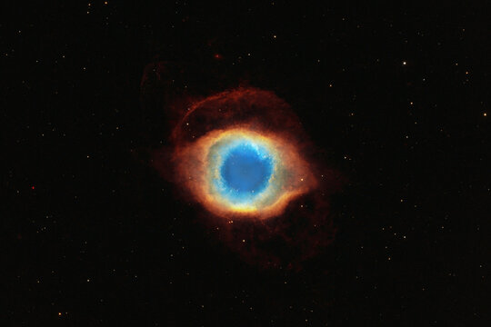 Deep space object: Helix Nebula (NGC 7293) in the constellation Aquarius. Amateur narrowband picture, total acquisition time: 24h